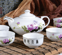 7头国色天香骨质瓷茶具