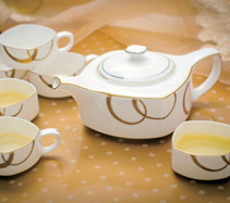 7头金色浪漫骨质瓷茶具