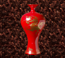 釉中彩中国金龙骨质瓷花瓶