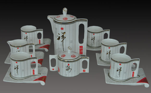 15头平安吉祥骨质瓷咖啡具