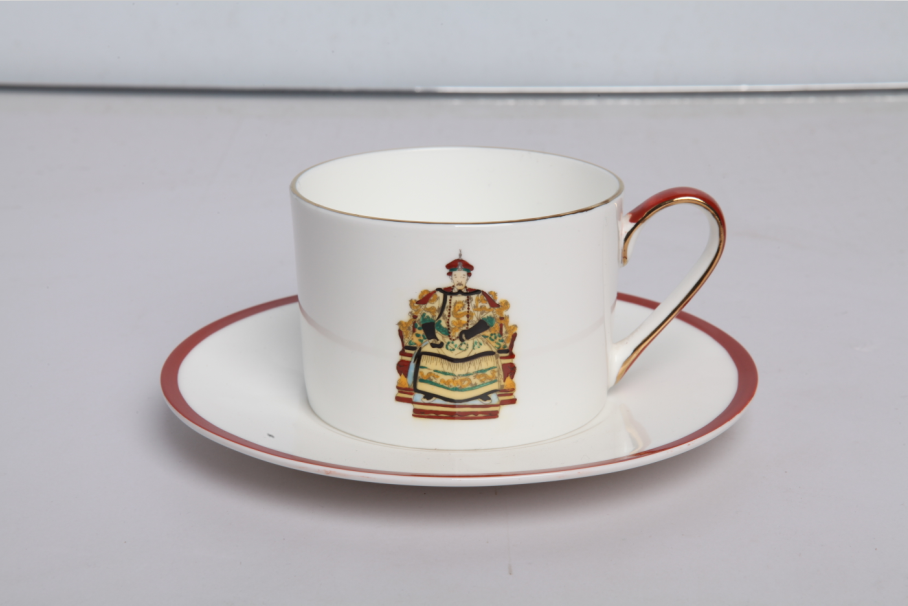 骨质瓷皇帝手绘大咖啡杯碟