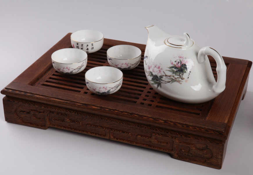 5头鸟语花香骨质瓷茶具